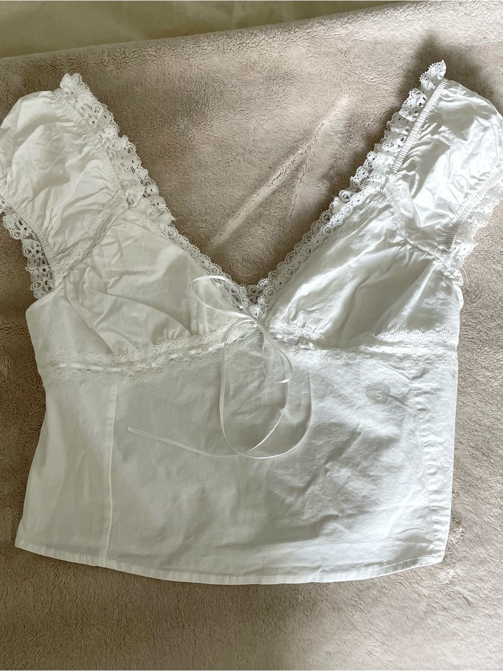 Pacsun Lace Trim Tie Front Top NWOT
